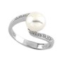 Anello oro bianco con perla e diamanti F159