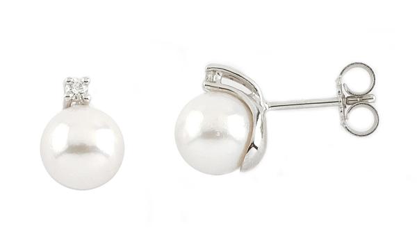 Parure white gold with pearls and diamonds 412/O31