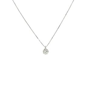 Collana a Catena in Oro Bianco con Diamante Pendente
