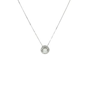 Collana con Pendente Halo in Oro Bianco e Diamanti