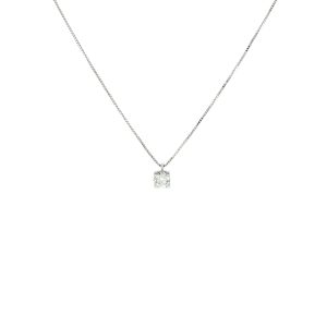 Collana con Diamante Solitario in Oro Bianco