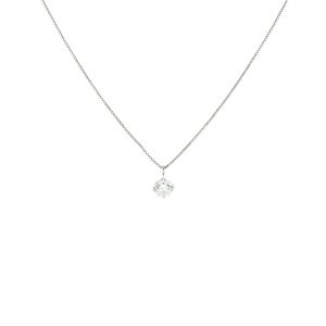 Collana con Pendente Solitario in Oro Bianco e Diamante