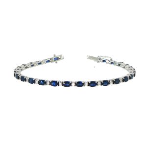 Bracciale Tennis in Oro Bianco con Zaffiri Blu Reale
