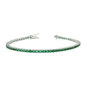 Bracciale Tennis in Oro Bianco con Smeraldi