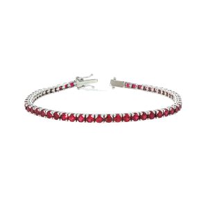Bracciale Tennis in Oro Bianco con Rubini