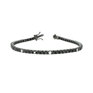 Bracciale Tennis in Oro Bianco con Diamanti Neri