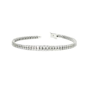 Bracciale Tennis a Doppia Fila in Oro Bianco con Diamanti